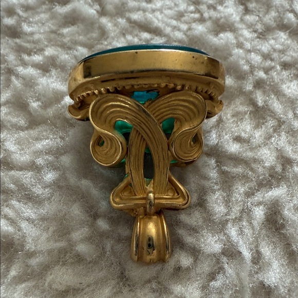 Unique Vintage Julie Vos Venetian Glass Cameo Intaglio Sea Green Stamp Pendant. - Picture 8 of 8